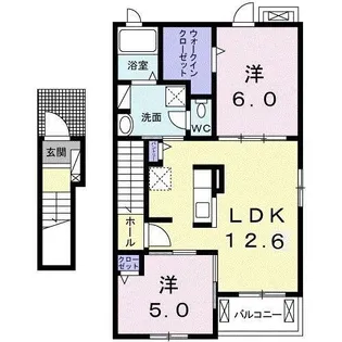 広島県福山市神辺町字道上【アパート】の間取り