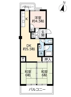 UR輝国二丁目【3階】の間取り
