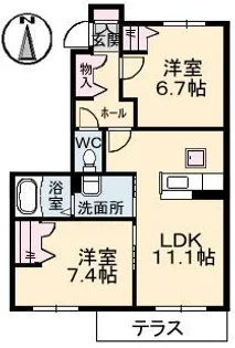 シャーメゾン上林 C棟【1階】の間取り