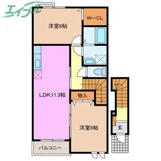 シャトーアンジュ【2階】の間取り