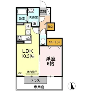 サンロード仏生山 C棟【1階】の間取り