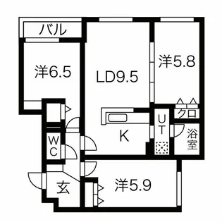メニーズコート北園プレミア【2階】の間取り