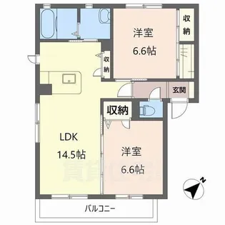 ラフィネ梅美台B【2階】の間取り
