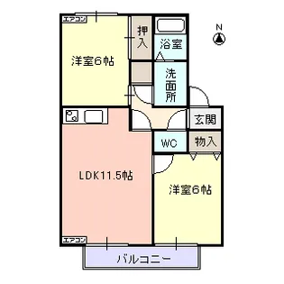 サウス・ヴィレッジ【2階】の間取り