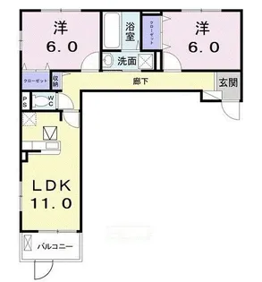 イリーデ谷上 II【1階】の間取り