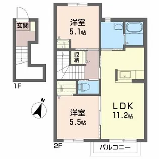 ベルメゾン桑野A【2階】の間取り
