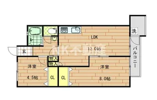 八戸ノ里グランドマンション【3階】の間取り