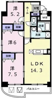 ピアシェ-レ山崎【4階】の間取り