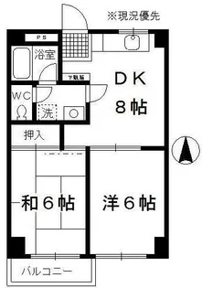 カルチェベーレ岸【1階】の間取り
