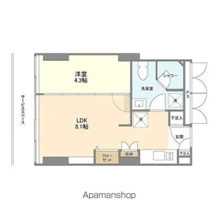 フロンティアレジデンスザタワー品川【13階】の間取り