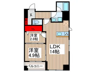 アスブルーム奥浅草【4階】の間取り