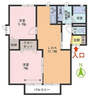 スカイコートB棟【1階】の間取り