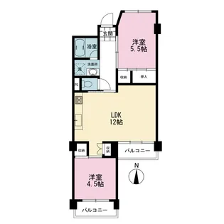 南永田団地1-2号棟【10階】の間取り