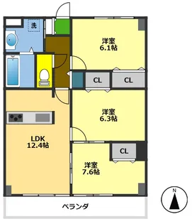 サンコートかみ【4階】の間取り