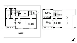 兵庫県西宮市上ケ原八番町【一戸建】の間取り