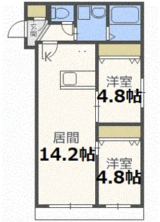 ミカーサ学園前【1階】の間取り