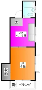 1DKの間取り画像