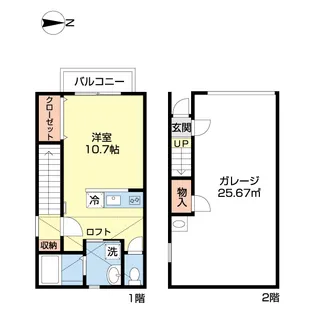 ガレージハウス習志野【2階】の間取り