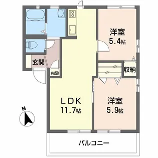 メゾンクレール【1階】の間取り
