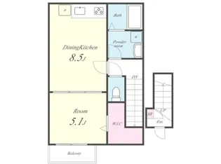 千葉県流山市向小金2【アパート】の間取り