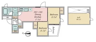 Grande Kanamecho【5階】の間取り