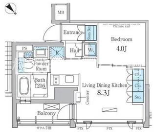 パークアクシス横浜反町公園【7階】の間取り