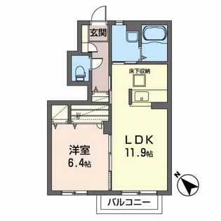 メゾン・カームニスB【1階】の間取り