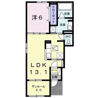 シャトー・ドゥ・ボヌールA【1階】の間取り