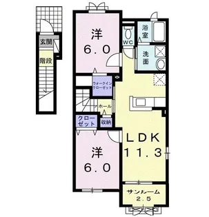 ニーラスク B【2階】の間取り