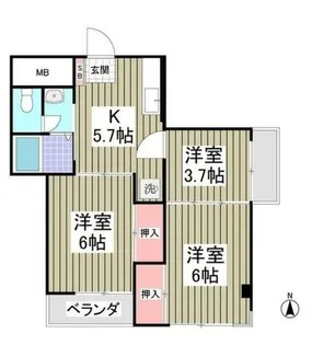 メゾン中郷【1階】の間取り
