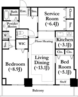 河田町ガーデン1号棟【27階】の間取り