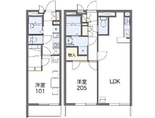 レオパレスユーザン【2階】の間取り