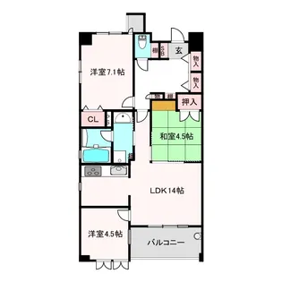 クラウンハイム西田辺【6階】の間取り