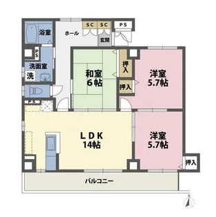 ハピネス本町【8階】の間取り