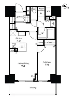 ロイヤルパークスER万代【13階】の間取り
