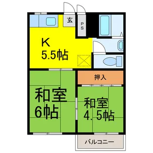 第一 コーポ三栗【2階】の間取り