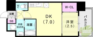 プレリスNEO神戸湊川公園ヴェルト【12階】の間取り
