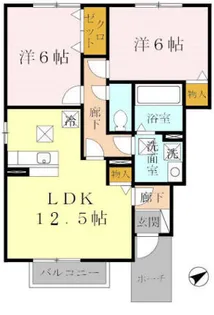グランモア航 B棟【1階】の間取り