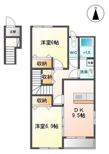 スカイハイツ中野B【2階】の間取り