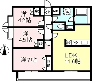 悠々スクアール相模大野【5階】の間取り