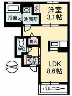 ヴィラ西津田【1階】の間取り