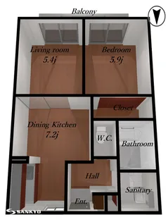 山形県山形市馬見ケ崎1【アパート】の間取り