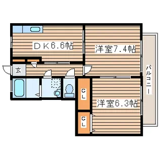 2DKの間取り画像