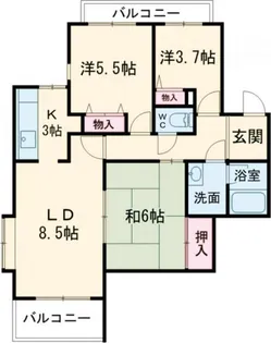 パーク・ノヴァあやめ池【3階】の間取り