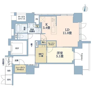 ジオタワー堺筋本町【5階】の間取り