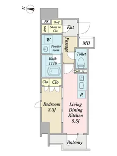 プレミアムフラット横濱上大岡【2階】の間取り
