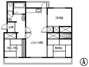 西諫早ハイツA棟【4階】の間取り