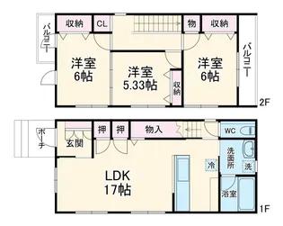 静岡県浜松市中央区幸4【一戸建】の間取り