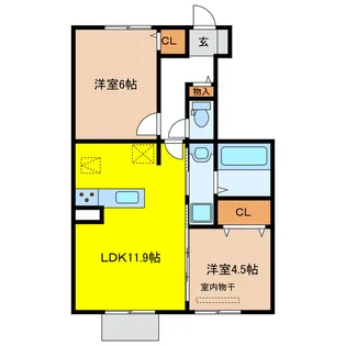 岐阜県大垣市新長松1【アパート】の間取り