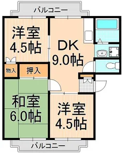 一ツ家ウェーブタウン7号棟【3階】の間取り
